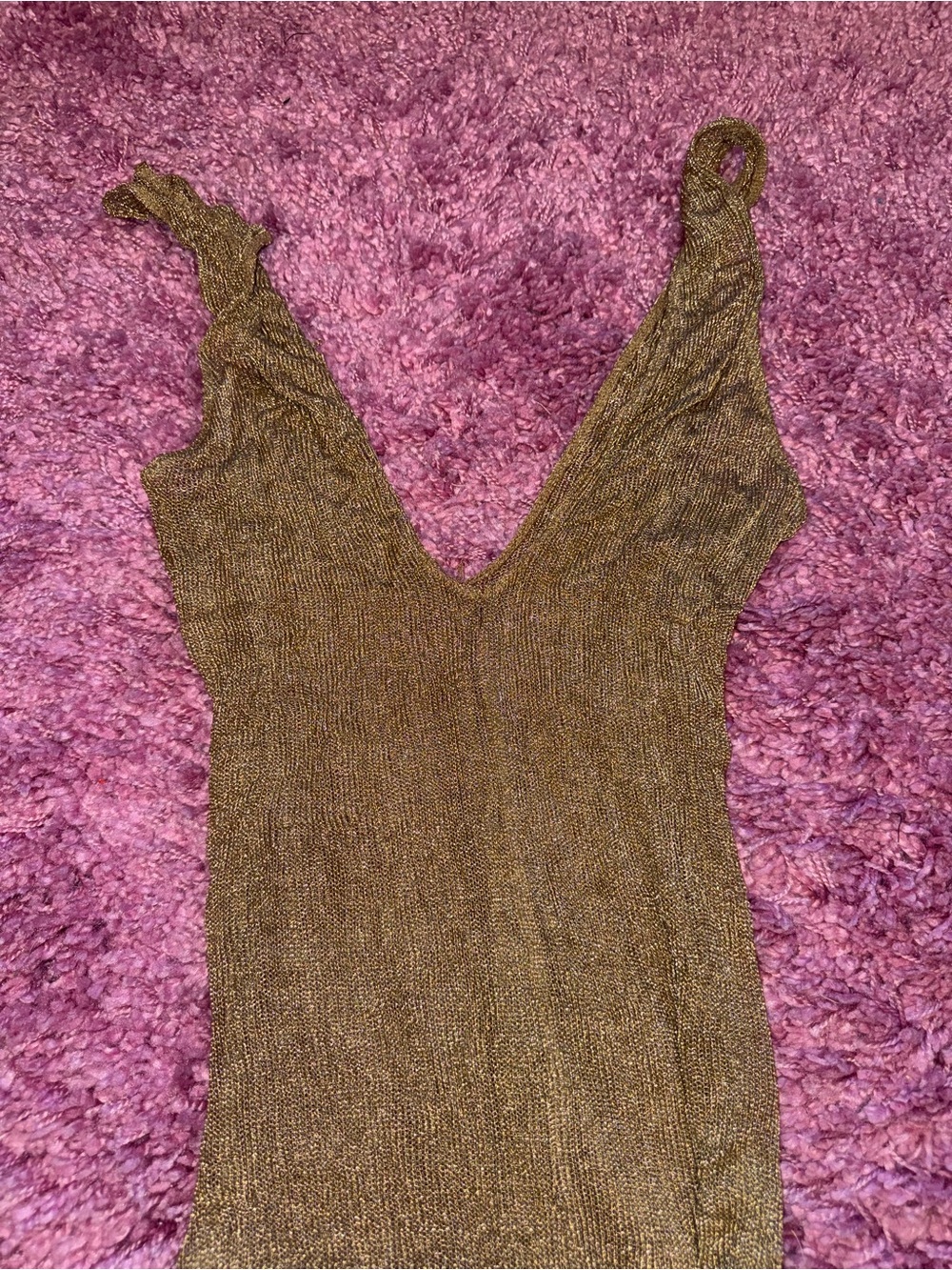 Brown Shimmer Knit deep plunge cover up